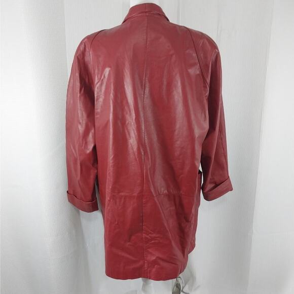 TIBOR! RICH CARDINAL RED GENUINE LEATHER 1 BUTTON JACKET, BLAZER, COAT! SZ L - Picture 7 of 10